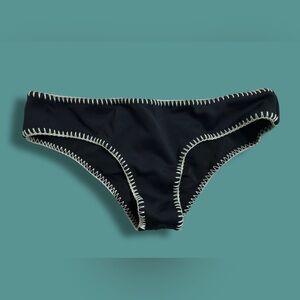 Victoria's Secret Black Bikini Swim Bottom Colorful Crochet Trim Size Medium
